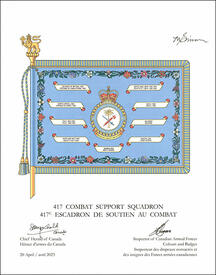 Lettres patentes approuvant les emblèmes héraldiques du 417e Escadron de soutien au combat