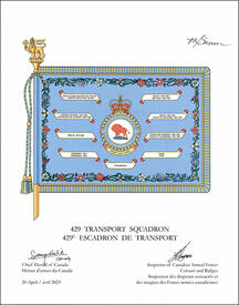 Letters patent approving the heraldic emblems of the 429 Transport Squadron