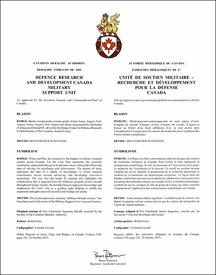 Letters patent approving the Badge of the Defence Research and Development Canada Military Support Unit