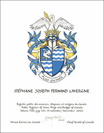 Lettres patentes concédant des emblèmes héraldiques à Stéphane Joseph Fernand Lavergne
