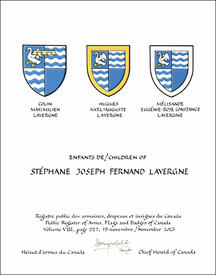Lettres patentes concédant des emblèmes héraldiques à Stéphane Joseph Fernand Lavergne
