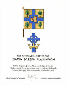 Letters patent granting heraldic emblems to Darin Joseph MacKinnon