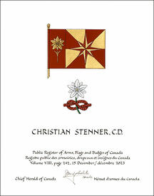 Letters patent granting heraldic emblems to Christian Stenner