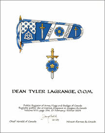 Letters patent granting heraldic emblems to Dean Tyler LaGrange