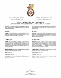 Letters patent approving the Badge of the Joint Terminal Attack Controller