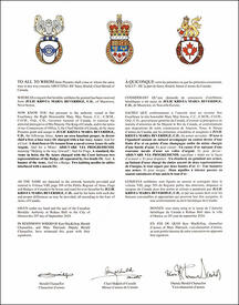 Letters patent granting heraldic emblems to Julie Krista Maria Beveridge