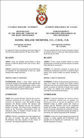 Lettres patentes enregistrant les emblèmes héraldiques de Daniel Roland Michener