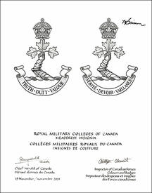 Lettres patentes approuvant les insignes de coiffure des Collèges militaires royaux du Canada Lettres patentes approuvant les insignes de coiffure des Collèges militaires royaux du Canada