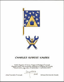 Lettres patentes concédant des emblèmes héraldiques à Charles Robert Kaiser