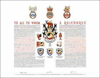 Lettres patentes concédant des emblèmes héraldiques à Kennith James Robertson Lettres patentes concédant des emblèmes héraldiques à Kennith James Robertson