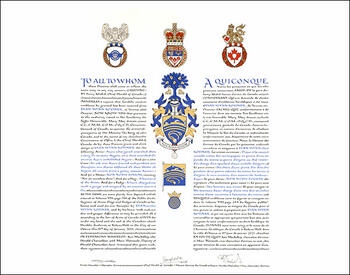 Lettres patentes concédant des emblèmes héraldiques à Evan Wynn Kosiner