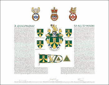 Lettres patentes concédant des emblèmes héraldiques à Daniel Mireault