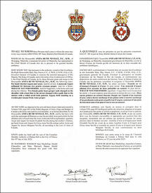 Lettres patentes concédant des emblèmes héraldiques à Anita Ruth Neville