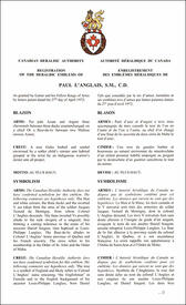 Letters patent registering the heraldic emblems of Paul L'Anglais Letters patent registering the heraldic emblems of Paul L'Anglais