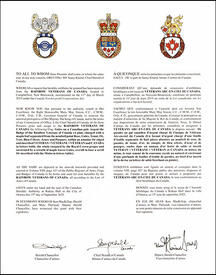 Letters patent granting heraldic emblems to the Rainbow Veterans of Canada