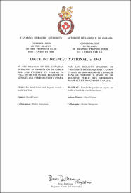 Lettres patentes confirmant le blasonnement du drapeau proposé: Ligue du drapeau national, ca. 1943