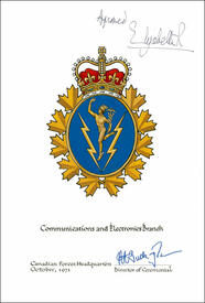 Letters patent  confirming the blazon of the Flag and Badge of the Communications and Electronics Branch