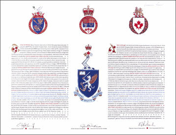 Letters patent granting heraldic emblems to Royal Roads Military College