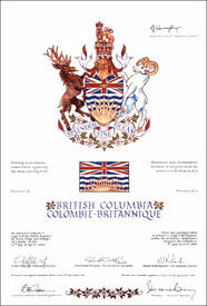 Letters patent registering the heraldic emblems of the Province of British Columbia