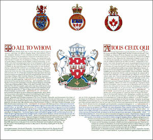 Letters patent granting heraldic emblems to the University of Ottawa