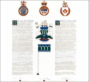 Letters patent granting heraldic emblems to The Corporation of the District of North Vancouver
