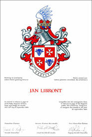 Lettres patentes concédant des emblèmes héraldiques à Jan Libront Lettres patentes concédant des emblèmes héraldiques à Jan Libront