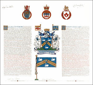 Lettres patentes concédant des emblèmes héraldiques à The Corporation of the City of Stratford