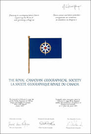 Lettres patentes concédant un drapeau à la société géographique royale du Canada
