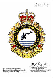 Letters patent approving the Badge of the Cadet Camp Patricia Bay