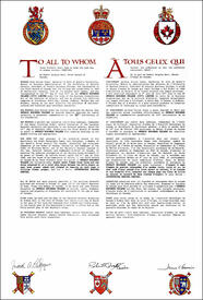 Lettres patentes concédant des emblèmes héraldiques au Ontario Business College Lettres patentes concédant des emblèmes héraldiques au Ontario Business College