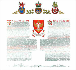 Letters patent registering the heraldic emblems of the Scottish Rite of Freemasonry of Canada
