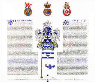 Letters patent granting heraldic emblems to Lisgar Collegiate Institute