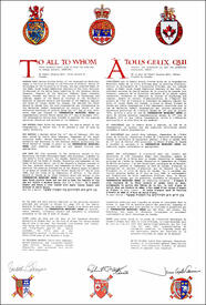 Letters patent granting heraldic emblems to the Congregation Machzikei Hadas