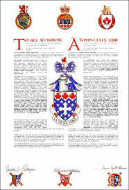 Letters patent granting heraldic emblems to Albert Joseph Ouellette