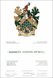Letters patent granting heraldic emblems to Kenneth Gordon McNeill