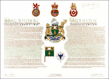 Letters patent granting heraldic emblems to the University of Northern British Columbia