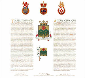 Lettres patentes concédant des emblèmes héraldiques à la Municipalité de Saint-Cyrille de Lessard