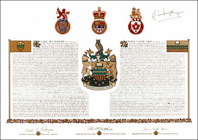 Letters patent granting heraldic emblems to the University of Alberta