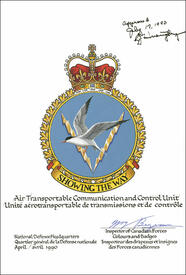 Letters patent approving the Badge of the Air Transportable Communication and Control Unit