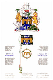 Letters patent granting heraldic emblems to the Town of Montague Letters patent granting heraldic emblems to the Town of Montague