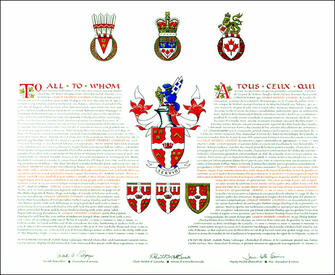 Letters patent granting heraldic emblems to Gerald Herbert Churley