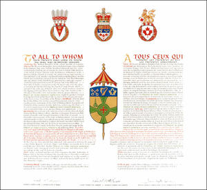 Letters patent granting heraldic emblems to the Parish of Saint Patrick