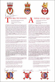 Lettres patentes concédant des emblèmes héraldiques à la St. Thomas University