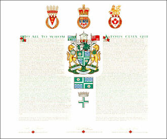 Letters patent granting heraldic emblems to The Corporation of the Township of Langley