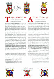 Letters patent granting heraldic emblems to Hilary Mary Weston Letters patent granting heraldic emblems to Hilary Mary Weston