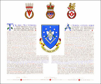 Letres patentes concédant des emblèmes héraldiques à The Masonic Heritage Corporation
