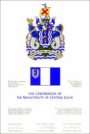 Letters patent granting heraldic emblems to The Corporation of the Municipality of Central Elgin