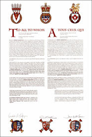 Lettres patentes concédant des emblèmes héraldiques à Robert Robertson Lettres patentes concédant des emblèmes héraldiques à Robert Robertson