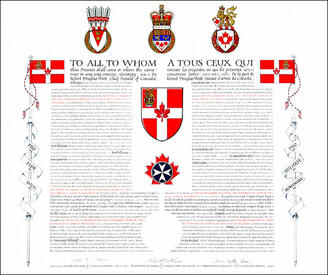 Letters patent granting heraldic emblems to The Priory of Canada of the Most Venerable Order of the Hospital of St. John of Jerusalem