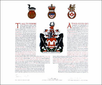 Lettres patentes concédant des emblèmes héraldiques à The City of Trail